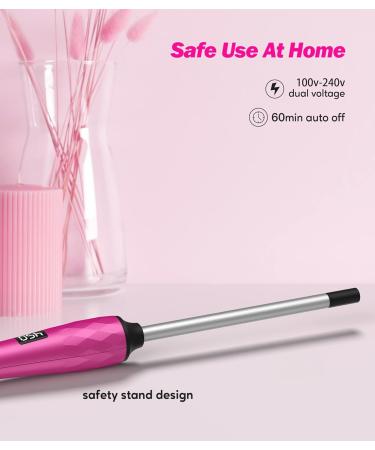 Small Curling Wand - 3/8 Inch Ceramic Curling Iron for Short & Long Hair Fast Heat Up Adjustable Temp Argan & Keratin Infused - Hot Pink - Buy Online on GoSupps.com