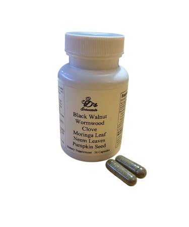 3D's Essentials Herbal Supplement Black Walnut Wormwood Clove Moringa Neem Pumpkin Seed 56 Capsules 950mg Proprietary Blend