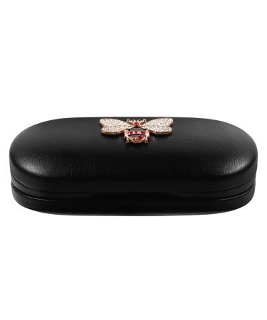 Minkissy glasses case double-sided portable 2-in-1 portable contact multifunctional durable lensui black 16.50x7.50x6.00cm