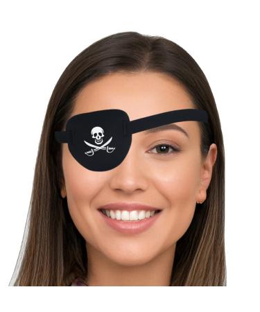 AMZVIO Eye Patches for Adults and Kids, Medical Eye Patch for Left or Right Eye,3D EyePatch for Lazy Eye Halloween Pirate Costume (Pure Black + Pirate)