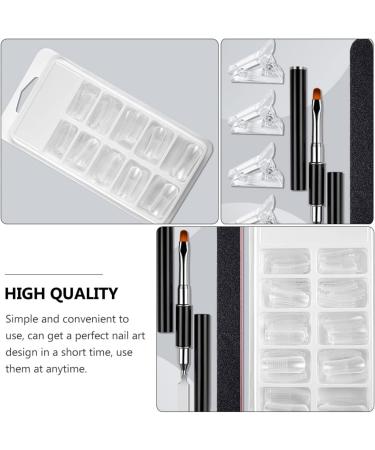 POPETPOP 1 Set nail extension set clear fake nail tips clear acrylic nail tips nail extension forms extension nail gel Manicure Extension False Nail pedicure brush plastic artificial 17.8x1.2cm As Shown - Buy Online on GoSupps.com