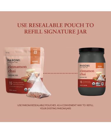 Paromi Organic Cinnamon Chai Rooibos Tea - 15 Count Signature Jar (Pack of 3) - Buy Online on GoSupps.com