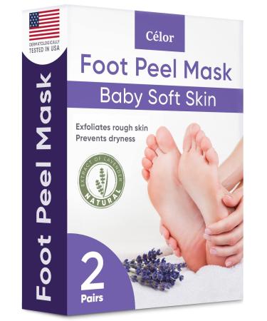 Foot Peel Mask (2 Pairs) - Foot Mask for Baby soft skin - Remove Dead Skin | Foot Spa Foot Care for women Peel Mask with Lavender and Aloe Vera Gel for Men and Women Feet Peeling Mask Exfoliating Lavender 2 Pair (Pack of 1)
