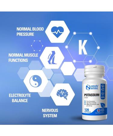 Natural Potassium Citrate 840mg High Dose Capsules - 120 Vegan Capsules for Leg Cramps, Blood Pressure & Electrolyte Balance - Buy Online on GoSupps.com