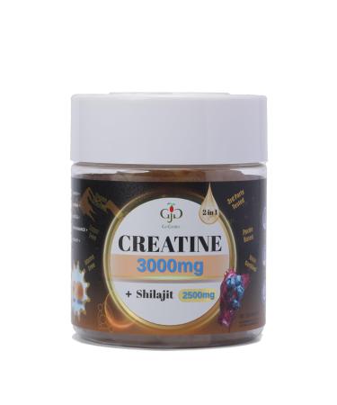 Creatine Gummies 3000mg with Shilajit | Juice-Burst Filled for Muscle Recovery Strength & Energy Booster | Natural Testosterone & Cognitive Support for Men & Women | 60 Count Blueberry Flavor