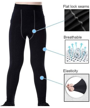 Lanbaosi Youth Boys Compression Leggings - Black Athletic Pants for Football & Workouts - Buy Online on GoSupps.com