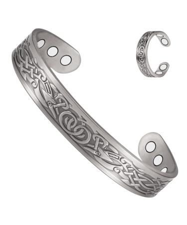Copper Bracelet for Women & Men Copper Bracelet Copper Ring Set Adjustable with Magnetic Mother's Day Jewelry Presents(CPBR 0915S)
