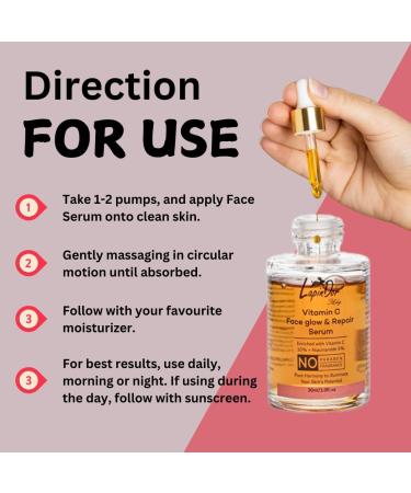 LapinD'or Vitamin C Face Glow and Repair Serum (30ml) | Vitamin C 10% Niacinamide 5% | Glowing Skin Skin repair | Pigmentation & Dark Spot Removal | All Skin Types Serum for Women & Men - Buy Online on GoSupps.com