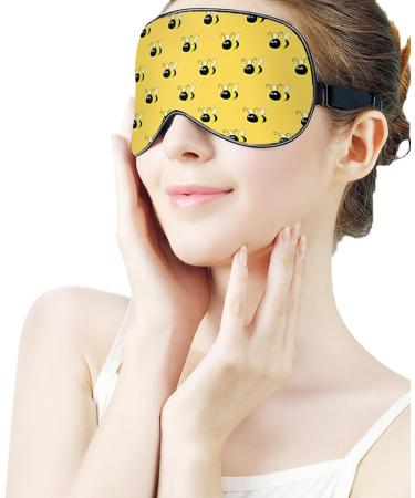 Yellow Bees Sleep Mask Eye Cover - Adjustable Strap, Blocks Light for Night Travel - Men Women - Buy Online on GoSupps.com