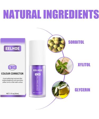 V34 Violet Teeth Whitening Toothpaste - Serums - Color Corrector Tooth Stain Removal - Teeth Whitening Booster Cancels Stains - Buy Online on GoSupps.com