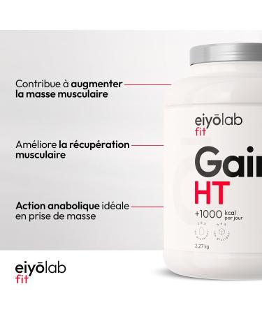 GAIN HT | Whey Protein + Isolate + Maltodextrin | Weight Gainer | 5 Protein Sources + 2 Carbohydrate Sources + MCTs | Chocolate Flavor Shaker Drink | 2.25 kg | Eiyolab - Buy Online on GoSupps.com