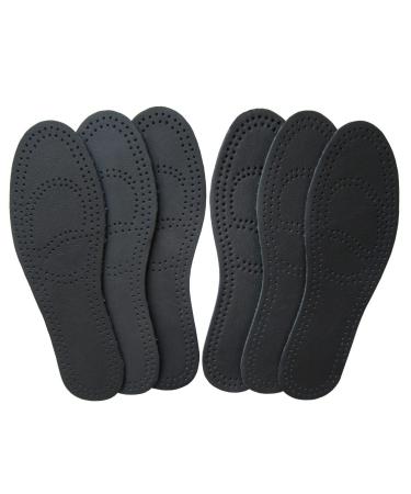 Black Leather Insoles for Men Boots Nonslip Thin Shoe Pads for Men Thin Leather Shoe Sole Liners with Activated Carbon for Odor Eaters (3 Pairs/Mens US 10-10.5) 3 Pairs/Mens 10-10.5 M US
