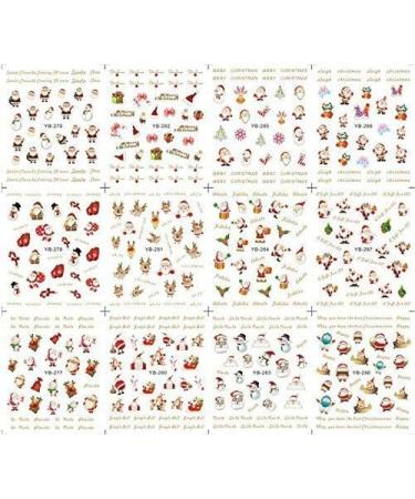 Starworld Christmas 12 Pieces 3D Nail Art Stickers Decals New Year Various Sticker / False Nail Manicure Decals Gems Glitter Toe Wraps / Random Sending - Buy Online on GoSupps.com