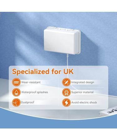 SAFELON UK Socket Cover Box - Childproof Electrical Outlet & Plug Cover with Waterproof Switch Protector Cover for Home Safety (Double White) - Buy Online on GoSupps.com