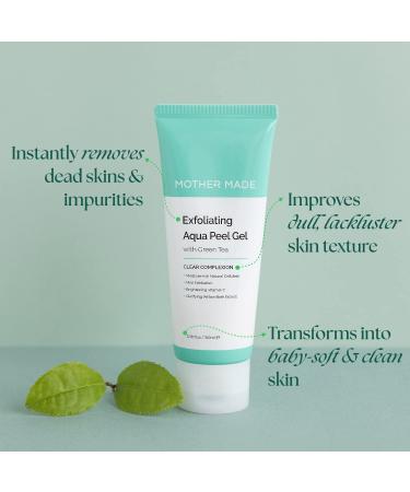 Mother Made Korean Facial Exfoliator Vegan Peeling Gel with Green Tea, Vitamin E & Hyaluronic Acid 3.38 fl. oz. | Gentle Natural Exfoliant for Face & Body - Buy Online on GoSupps.com