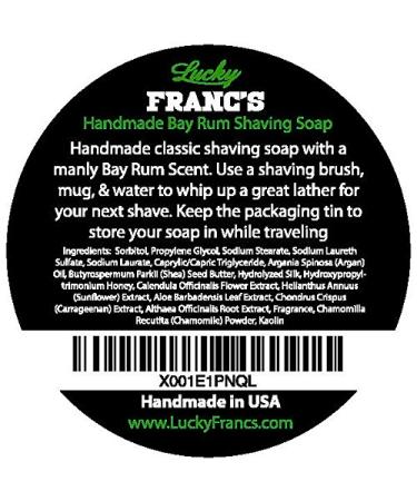 Lucky Franc's Bay Rum Shaving Soap - Premium Men's Shave Soap Natural Ingredients - Shea Butter Argan Oil Aloe - Barber Quality 4oz Puck - Made in USA - Buy Online on GoSupps.com