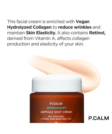 P.CALM Retinolagen Ampoule Shot Cream 60ml - Vegan Pore Tightening Moisturizer with Retinol & Collagen | Gentle Korean Skincare for Sensitive Skin - Buy Online on GoSupps.com