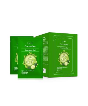 by.H Pure Cucumber Gel Organic Pouch (30 PC) - Skin Care Cucumber Cooling Gel with Extracts for Sunburn and Soothing Relief | Food Grade Non-Sticky Formula for Sensitive Skin