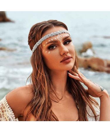 Deladola Rhinestone Headband - Sparkly Crystal Head Chain for Women (Silver) - Buy Online on GoSupps.com