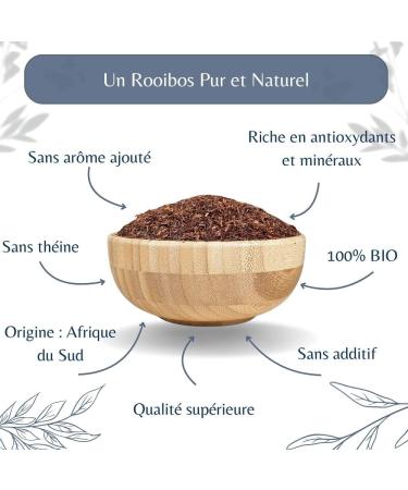 Rooibos Nature Bio - Infusion Vegan en Vrac 100% Naturel Sans OGM - Agriculture Biologique - Conditionn en France - Sachet 1 kg (500 Tasses) - Buy Online on GoSupps.com