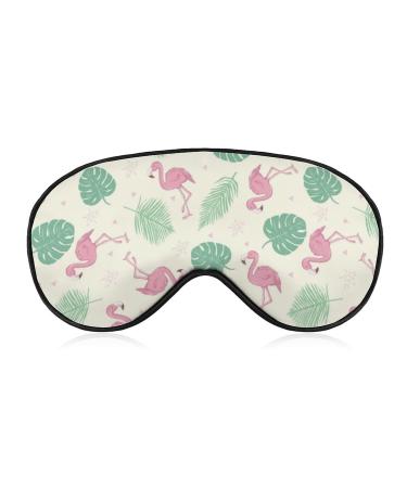 Flamingo and Leaf Sleep Mask Eye Cover for Sleeping Blindfold with Adjustable Strap Blocks Light Night Travel Nap for Men Women