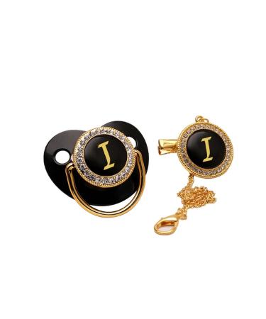 ROMIDA Day & Night Pacifier Initial Letter Baby Pacifier Nipple Gold Bling Newborn Dummy Extra Soft One Size