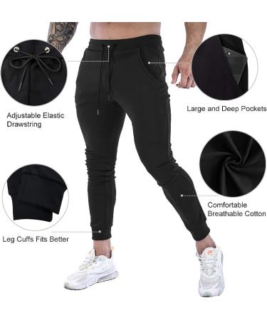 Wangdo Men's Slim Joggers - Black Medium | Gym Workout Sweatpants for Running and Training - Buy Online on GoSupps.com