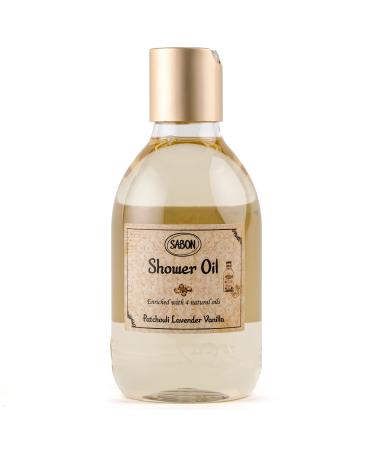 Sabon Shower Oil   Patchouli Lavender Vanilla | Luxurious Body Wash | Enriched with 4 Natural Oils | For All Skin Types | 10.5 Fl Oz