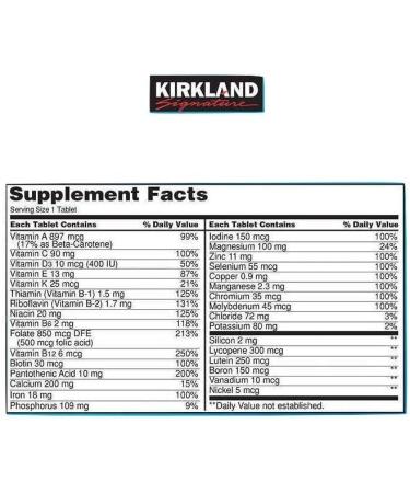 Kirkland Signature Daily Multi Vitamins & Minerals 500-Count Tablets | Pack of 1 Bottle - Buy Online on GoSupps.com