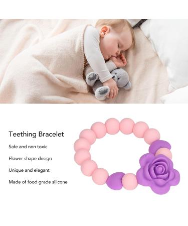Soft Silicone Flower Teething Bracelet | DIY Infant Teething Toy for Newborns and Toddlers | Wearable Mom Bracelet in Purple - Buy Online on GoSupps.com