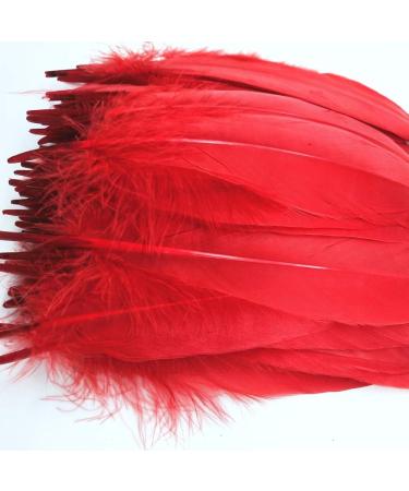 100pcs Red Goose Feathers 6-8 Inch - Ideal for Crafts, Wedding Decor, Clothing Accessories - Buy Online on GoSupps.com