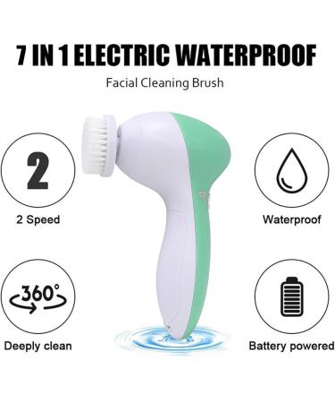 Facial Cleansing Spin Brush Set Electric Face Cleanser Brush with 7 Exfoliating Brush Heads Complete Face Spa System for Gentle Cleansing Deep Scrubbing Massaging Dead Skin Remover (Green) - Buy Online on GoSupps.com