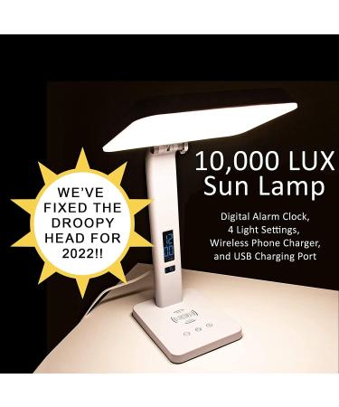 Theralite Aura Qi Light Therapy Sun Lamp - UV Free 10 000 LUX Light Therapy Lamp - Includes Alarm Clock Phone Charger USB Port - Buy Online on GoSupps.com