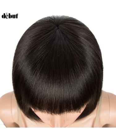 D BUT 10A Brazilian Virgin Remy Human Hair Wig with Bangs - Short Bob Pixie 25cm (1B) - Lightweight 103g - Buy Online on GoSupps.com