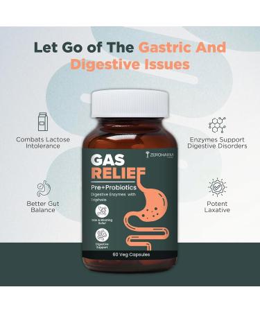 Natural Gas Relief Capsules | Helps in Reducing Acidity Recurrence With Digestive Enzymes Pre-Probiotics & Triphala | Reduces Bloating Flatulence & Enhances Digestion | 60 Capsules - Buy Online on GoSupps.com