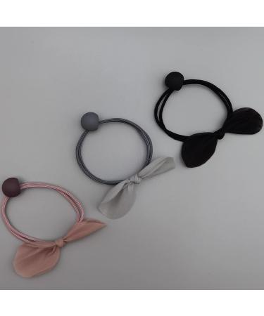 UaiUya 6pcs Bow Hair Tie Set - Elastic Hair Bands Ponytail Holder for Women and Girls - Pink/Grey/Black - Buy Online on GoSupps.com