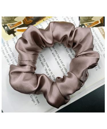 EGURS SOID Hair tie 100% Of course the silk scrunchy elastic hair bands ponytail hair band soft light hair care khaki
