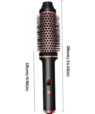 1.5" Thermal Brush with LCD Display - Up to 410 F Curling Iron | Double PTC Ceramic Ionic Volumizing Comb | Travel-Friendly 110-240V | Black - Buy Online on GoSupps.com