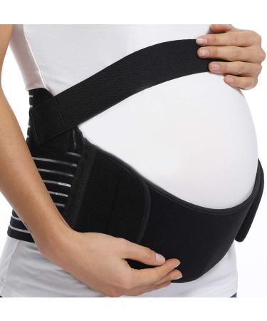FITTOO Maternity Support Belt Belly Band 3 in 1 Pregnancy Belt Support Back Brace Abdominal Binder Waist Support Lightweight Breathable and Adjustable Pregnancy Support Belt S-XXL Available Black XXL