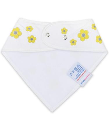 Dotty Fish Organic Cotton Baby Bandana Bibs - Yellow Flowers | Super Absorbent Teething Bibs for Girls Boys Unisex - Buy Online on GoSupps.com