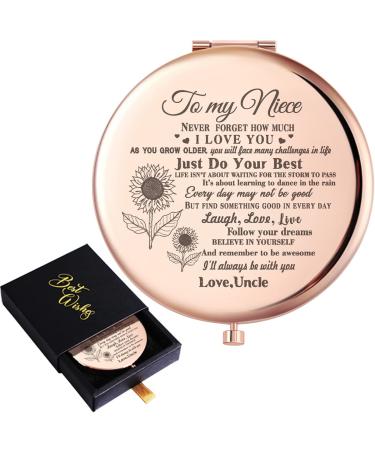 Wailozco to My Niece Just Do Your Best Inspirational Quote Rose Gold Compact Mirror for Daughter Unique Meaningful Niece Gifts for Niece Graduation Birthday Christmas from Uncle