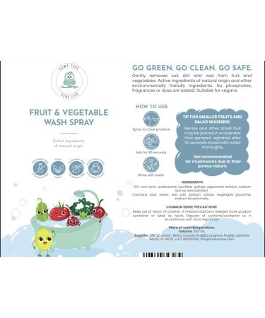 Natural Fruit & Vegetable Cleaner Spray - Phosphate-Free Eco-Friendly - 250 ml - Buy Online on GoSupps.com