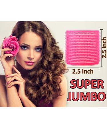 Super Jumbo Hair Rollers 12 Pack - Self Grip Salon Curlers for DIY Curly Hairstyles - Long Hair Curlers Set (Colors Vary) - Buy Online on GoSupps.com