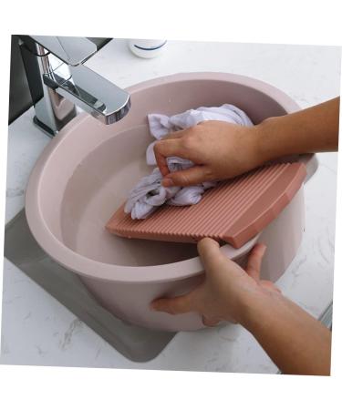 COOLHIYA Washboard 1 Set Wash Basin Laundry Cleaning Board Washing Basin Washing Clothes Board Dish Basin Baby Camping Bucket Pink 33.5x33.5cm - Buy Online on GoSupps.com