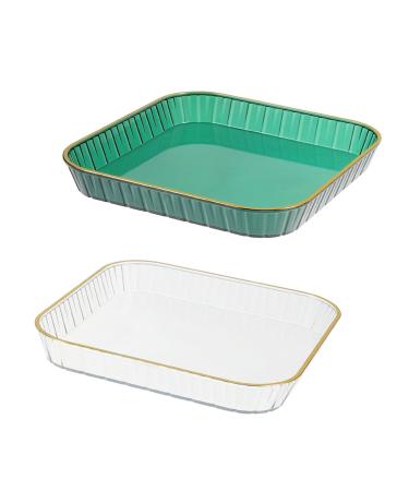 ABOOFAN 2pcs Tray Christmas Platter Wooden Serving Platter Party Food Serve Plate Afternoon Tea Dining Table 15.2X15.2X2CM Assorted Color