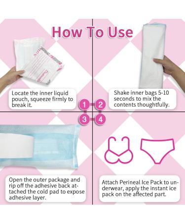 Perineal Ice Pack Pain Relief for Postpartum & Hemorrhoid Discomfort - 8 Instant Cold Compress Packs with Absorbent Maternity Pad - Buy Online on GoSupps.com