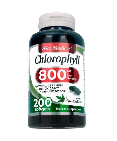 FITO MEDIC'S Lab - Chlorophyll - Pure - 800 mg per Serving- 200 Softgels - Chlorophyll Capsules -Detox Cleanse Greens Supplements- Chlorophyll Pills - Ultra high Absorption.