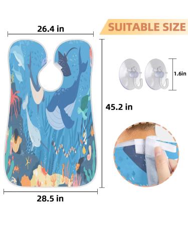 Ocean Animal Beard Apron - Cute Men's Gift for Beard Trimming & Shaving - Non-Stick Catcher Bib - Buy Online on GoSupps.com