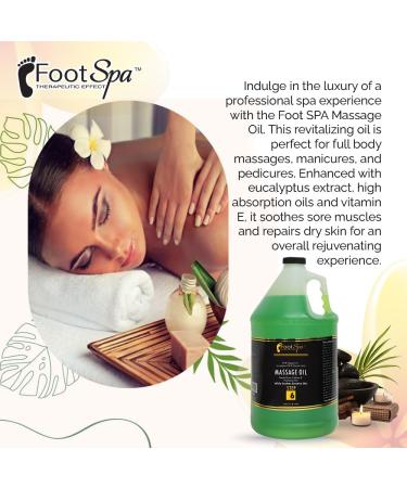 Foot SPA Massage Oil with Eucalyptus Extract - 128 Oz | Professional Full Body Massage Therapy for Sore Muscles & Dry Skin Repair - Manicure & Pedicure Essential - Buy Online on GoSupps.com