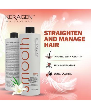 KERAGEN Brazilian Smoothing Keratin Treatment - Sulfate Free Blowout System for Dry & Damaged Medium to Coarse Hair | Eliminate Curls & Frizz (16 Oz) - International Shipping Available - Buy Online on GoSupps.com